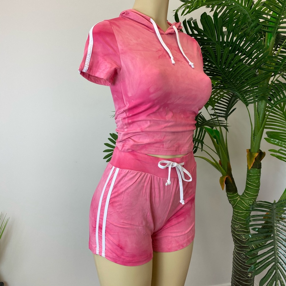 ‼️ Two Piece Set Active Wear Crop Top Shorts Set